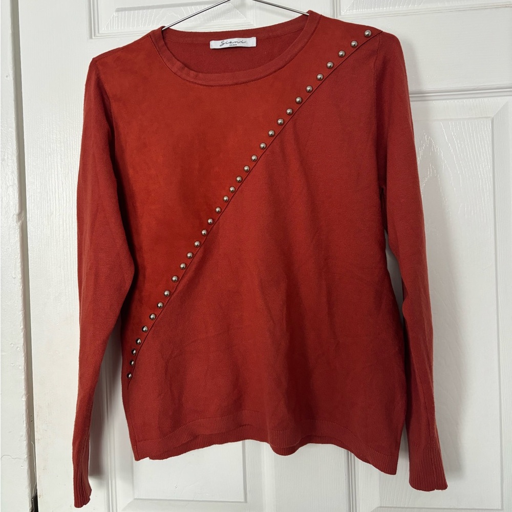 Orange Studded Women's Top